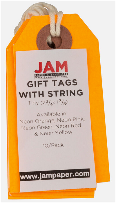 Neon Orange Tiny Gift Tags (2 3/4 x 1 3/8) - 10 Pack