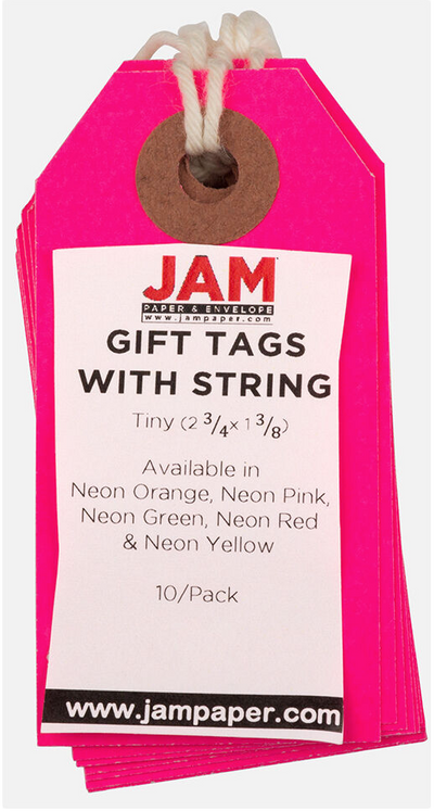 Neon Pink Tiny Gift Tags (2 3/4 x 1 3/8) - 10 Pack