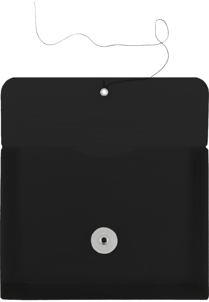 Black 5 1/2 x 7 1/2 Index Booklet Plastic Envelopes with Button & String