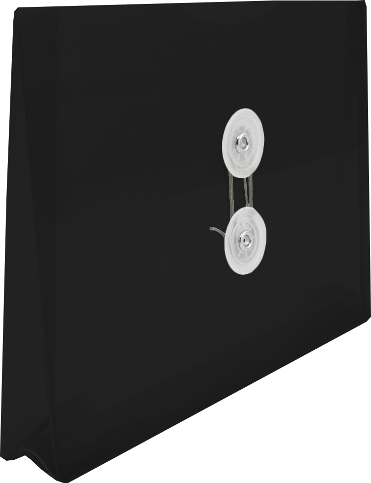 Black 5 1/2 x 7 1/2 Index Booklet Plastic Envelopes with Button & String