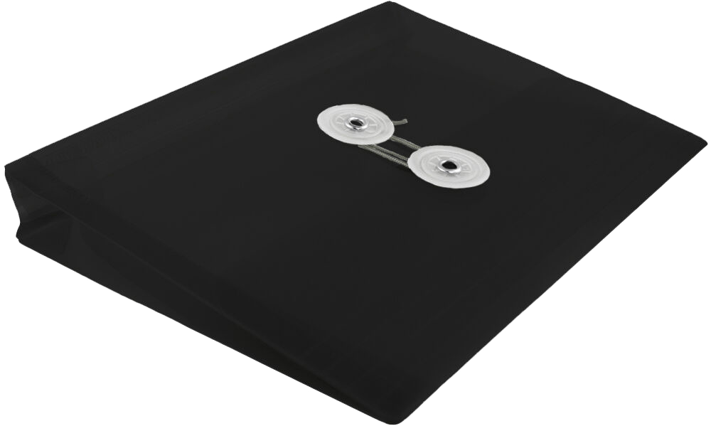 Black 5 1/2 x 7 1/2 Index Booklet Plastic Envelopes with Button & String
