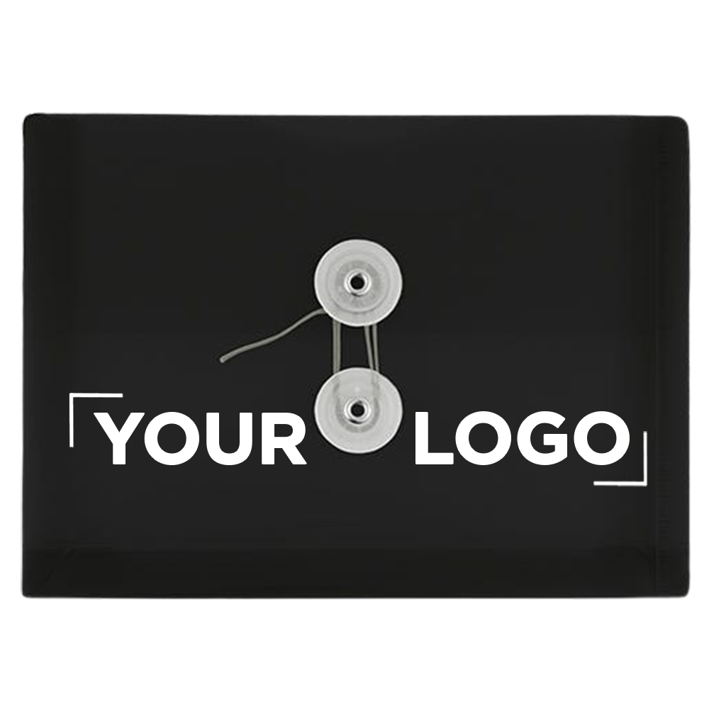 Black 5 1/2 x 7 1/2 Index Booklet Plastic Envelopes with Button & String