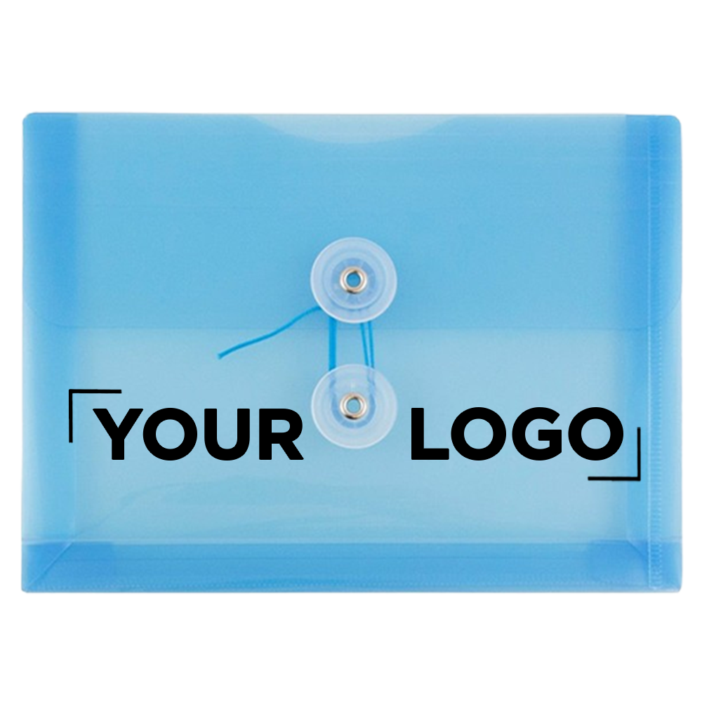 Blue 5 1/2 x 7 1/2 Index Booklet Plastic Envelopes with Button & String
