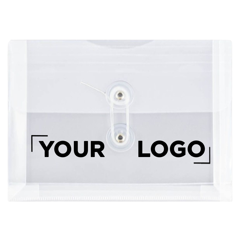 Clear 5 1/2 x 7 1/2 Index Booklet Plastic Envelopes with Button & String