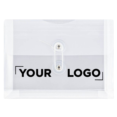 Clear 5 1/2 x 7 1/2 Index Booklet Plastic Envelopes with Button & String