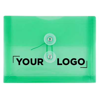 Green 5 1/2 x 7 1/2 Index Booklet Plastic Envelopes with Button & String