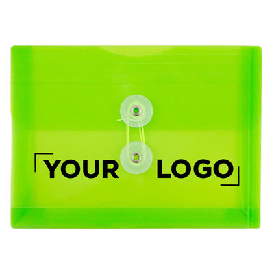 Lime Green 5 1/2 x 7 1/2 Index Booklet Plastic Envelopes with Button & String