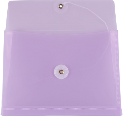 Lilac Purple 5 1/2 x 7 1/2 Index Booklet Plastic Envelopes with Button & String
