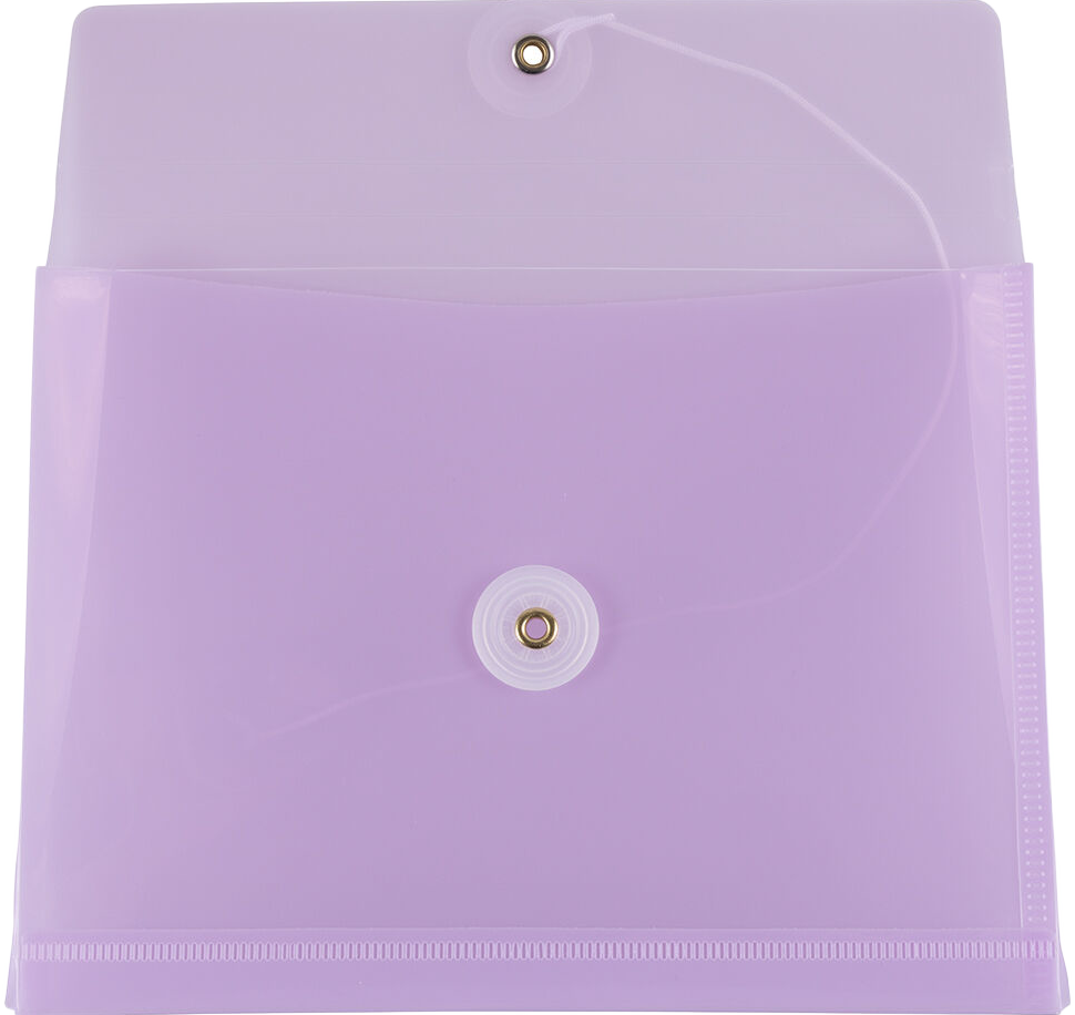 Lilac Purple 5 1/2 x 7 1/2 Index Booklet Plastic Envelopes with Button & String