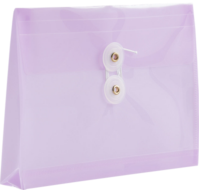 Lilac Purple 5 1/2 x 7 1/2 Index Booklet Plastic Envelopes with Button & String