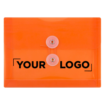 Orange 5 1/2 x 7 1/2 Index Booklet Plastic Envelopes with Button & String