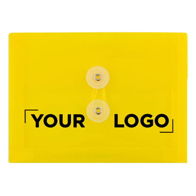Yellow 5 1/2 x 7 1/2 Index Booklet Plastic Envelopes with Button & String
