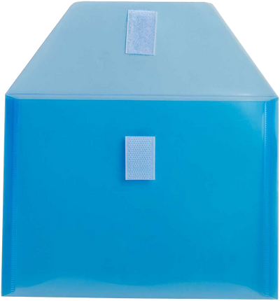 Blue 5 1/2 x 7 1/2 Index Booklet Plastic Envelopes with Hook and Loop Closure