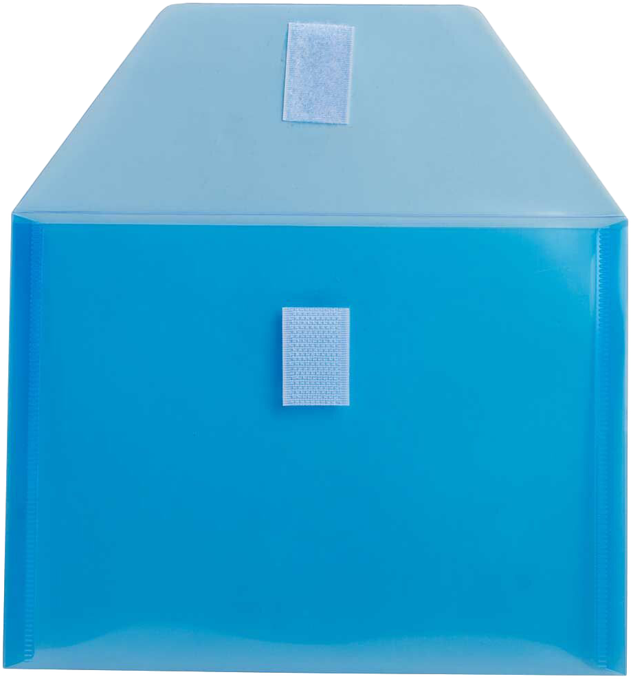 Blue 5 1/2 x 7 1/2 Index Booklet Plastic Envelopes with Hook and Loop Closure