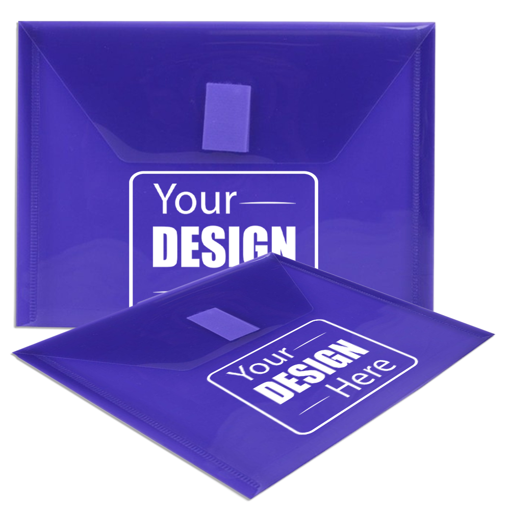 Purple 5 1/2 x 7 1/2 Index Booklet Plastic Envelopes with Hook and Loop Closure