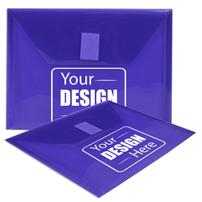 Purple 5 1/2 x 7 1/2 Index Booklet Plastic Envelopes with Hook and Loop Closure
