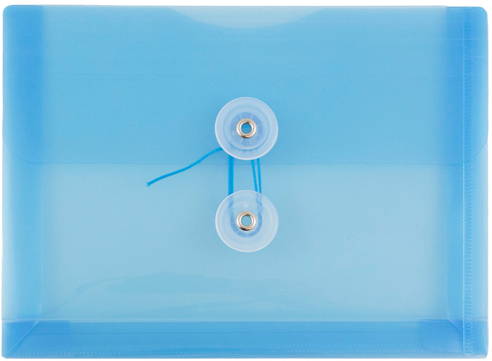 Blue 5 1/2 x 7 1/2 Index Booklet Plastic Envelopes with Button & String