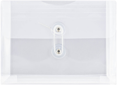 Clear 5 1/2 x 7 1/2 Index Booklet Plastic Envelopes with Button & String