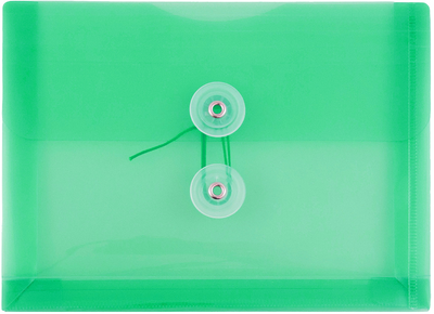 Green 5 1/2 x 7 1/2 Index Booklet Plastic Envelopes with Button & String