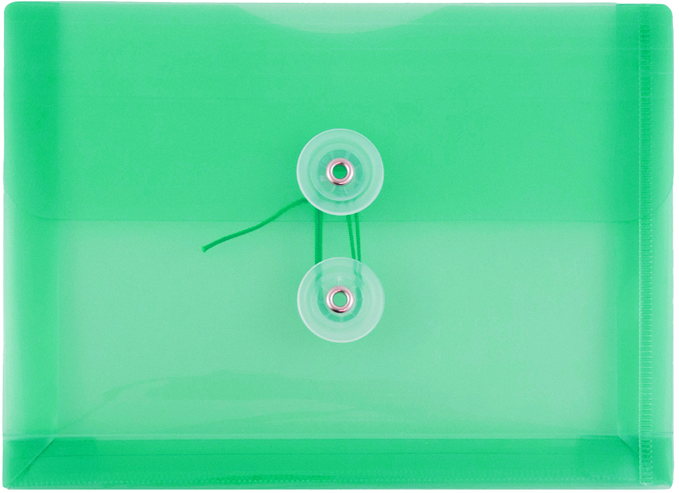 Green 5 1/2 x 7 1/2 Index Booklet Plastic Envelopes with Button & String
