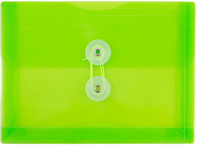 Lime Green 5 1/2 x 7 1/2 Index Booklet Plastic Envelopes with Button & String