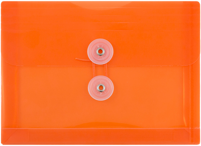 Orange 5 1/2 x 7 1/2 Index Booklet Plastic Envelopes with Button & String