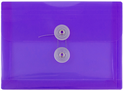 Purple 5 1/2 x 7 1/2 Index Booklet Plastic Envelopes with Button & String