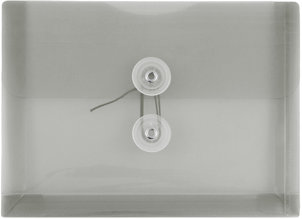 Smoke 5 1/2 x 7 1/2 Index Booklet Plastic Envelopes with Button & String