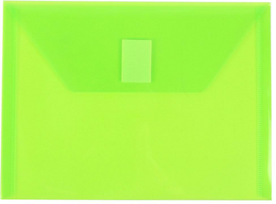 Lime Green 5 1/2 x 7 1/2 Index Booklet Plastic Envelopes with Hook and Loop Closure