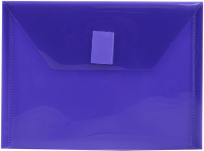 Purple 5 1/2 x 7 1/2 Index Booklet Plastic Envelopes with Hook and Loop Closure
