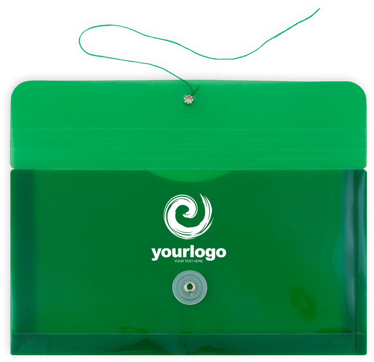 Green #10 Business Plastic Envelopes (5 1/4 x 10) with Button & String