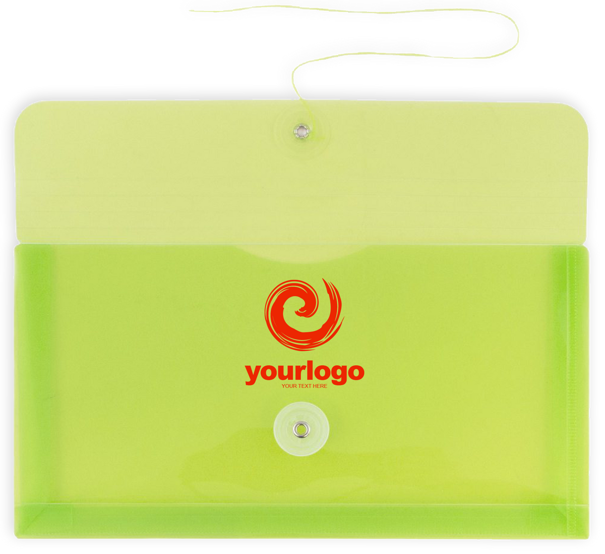 Lime Green #10 Business Plastic Envelopes (5 1/4 x 10) with Button & String