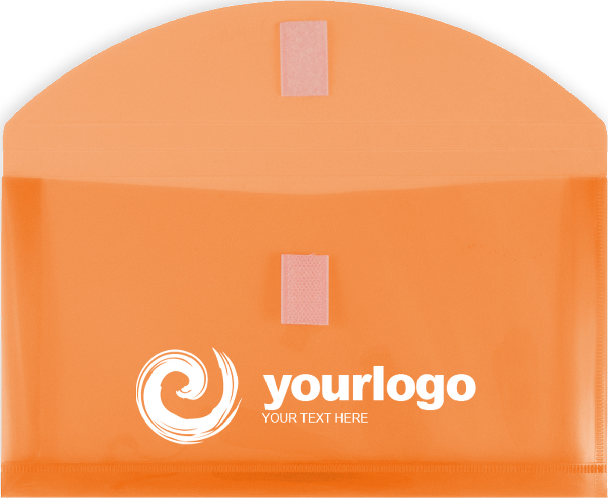 Orange #10 Business with 1" Expansion Plastic Envelopes (5 1/4 x 10) with Hook and Loop Closure