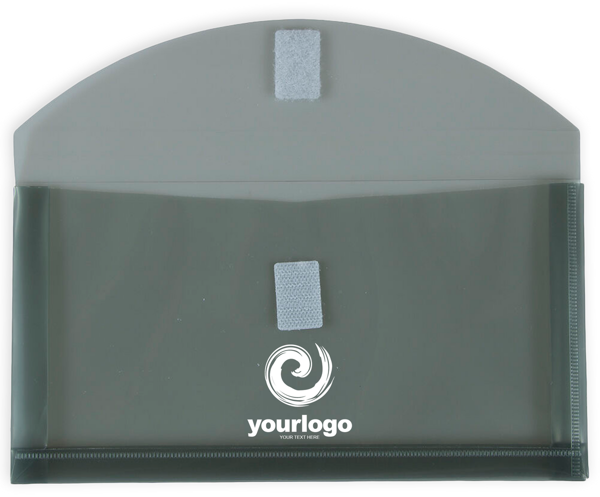 Smoke Gray #10 Business with 1" Expansion Plastic Envelopes (5 1/4 x 10) with Hook and Loop Closure