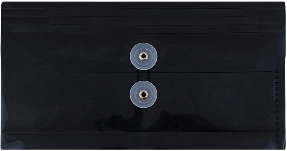 Black #10 Business Plastic Envelopes (5 1/4 x 10) with Button & String