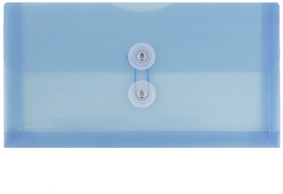 Blue #10 Business Plastic Envelopes (5 1/4 x 10) with Button & String