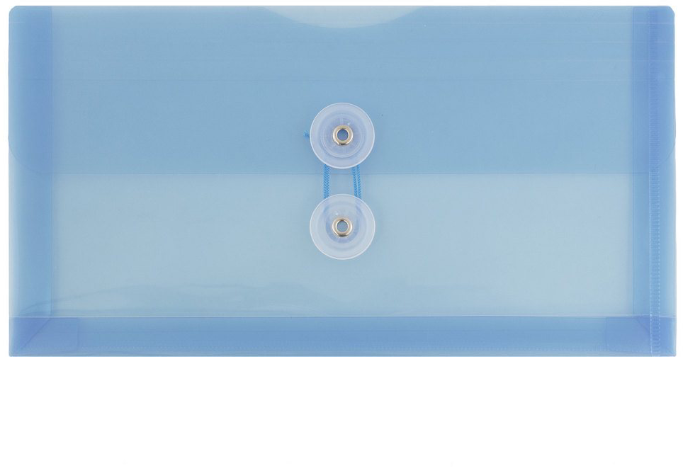 Blue #10 Business Plastic Envelopes (5 1/4 x 10) with Button & String
