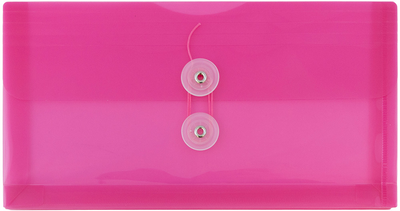 Fuchsia Pink #10 Business Plastic Envelopes (5 1/4 x 10) with Button & String