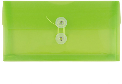 Lime Green #10 Business Plastic Envelopes (5 1/4 x 10) with Button & String