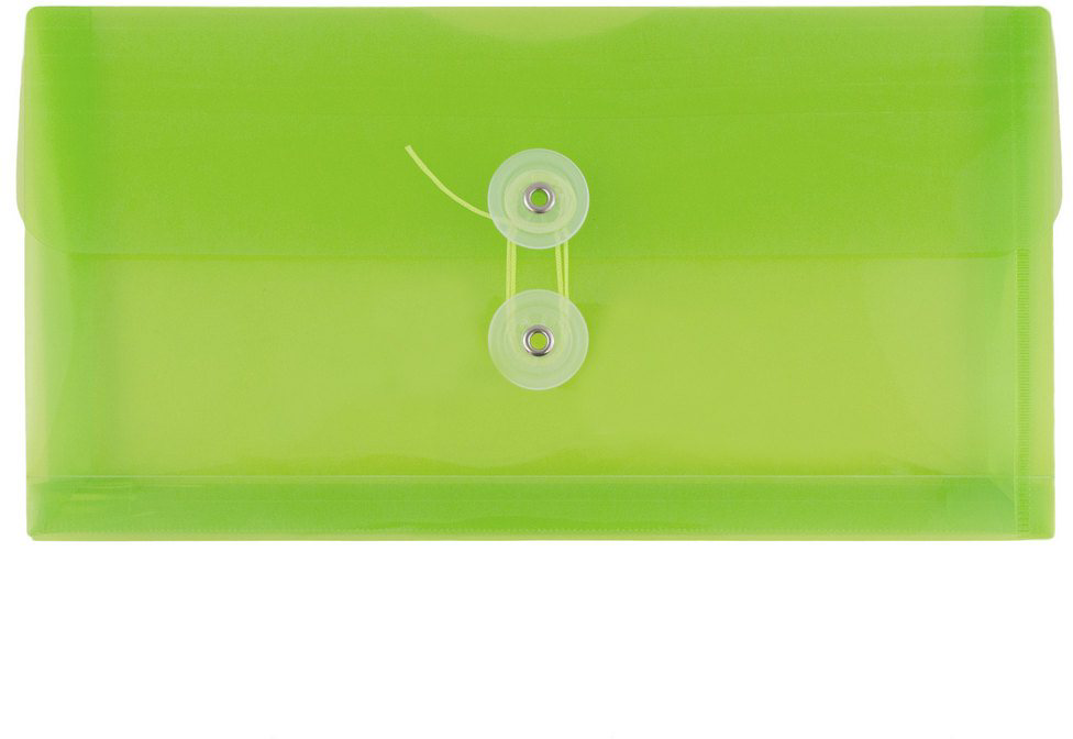 Lime Green #10 Business Plastic Envelopes (5 1/4 x 10) with Button & String