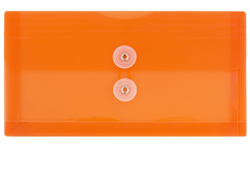Orange #10 Business Plastic Envelopes (5 1/4 x 10) with Button & String