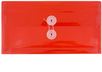 Red #10 Business Plastic Envelopes (5 1/4 x 10) with Button & String