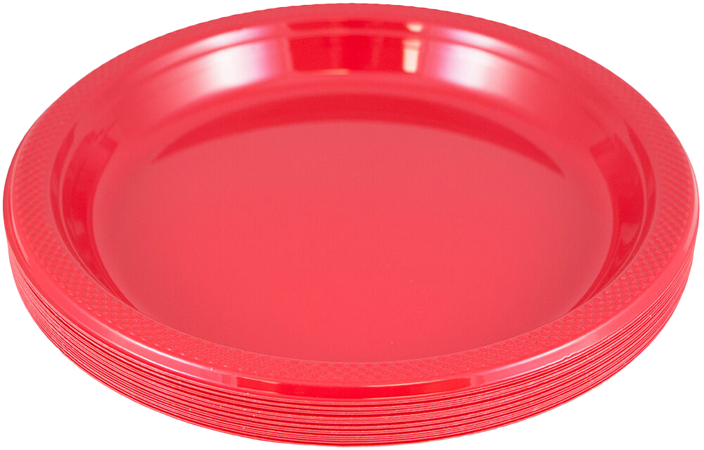 Red Medium Plastic Plates (9 Inch) - 20 Pack