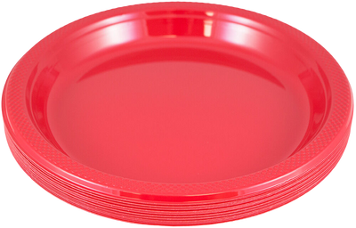Red Medium Plastic Plates (9 Inch) - 20 Pack
