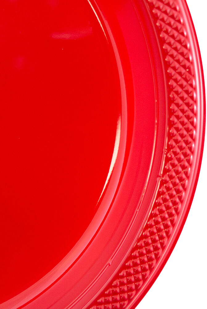 Red Medium Plastic Plates (9 Inch) - 20 Pack