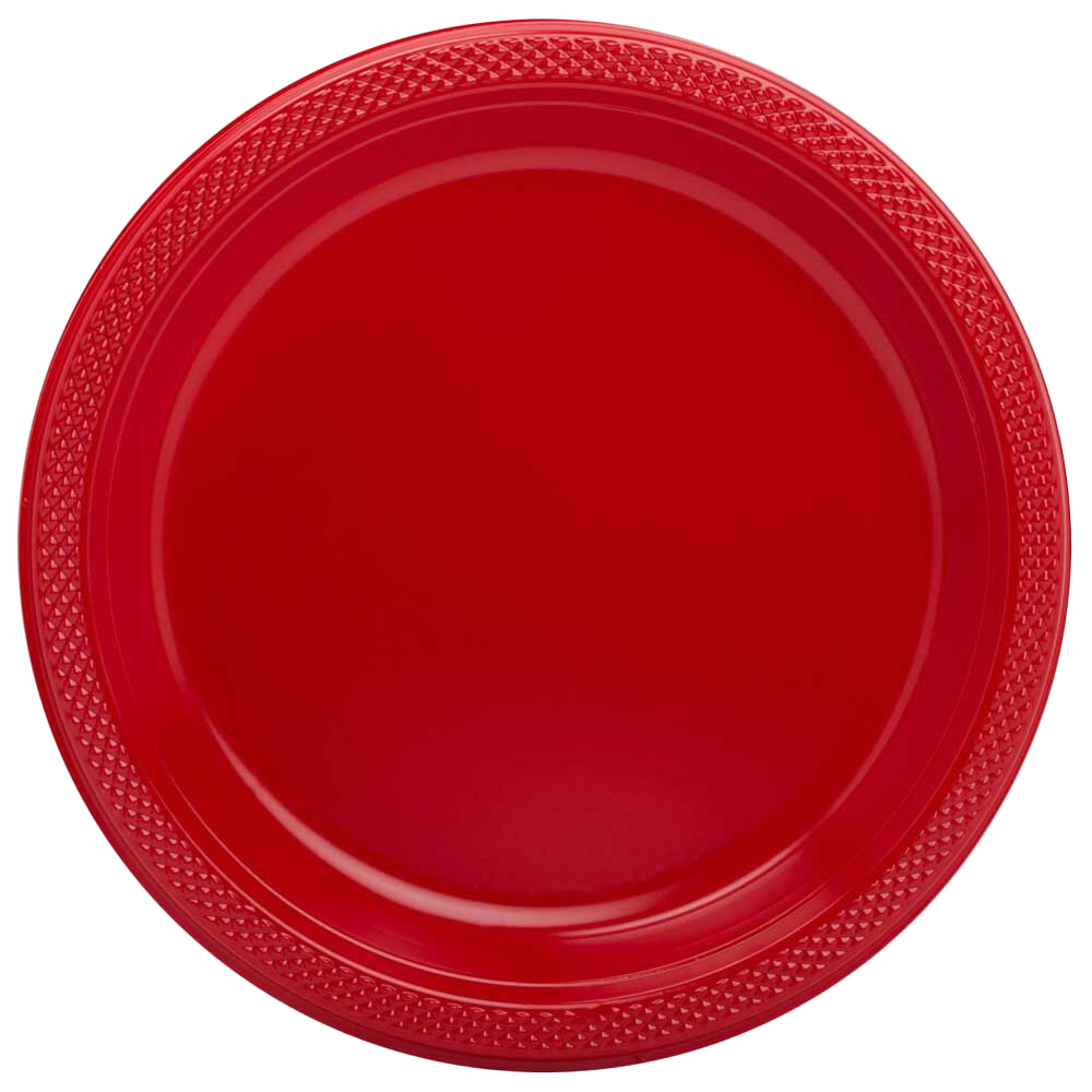 Red Medium Plastic Plates (9 Inch) - 20 Pack