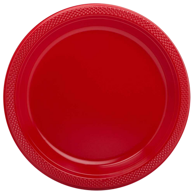 Red Medium Plastic Plates (9 Inch) - 20 Pack