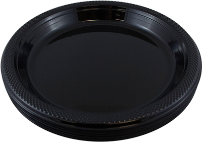 Black Medium Plastic Plates (9 Inch) - 20 Pack