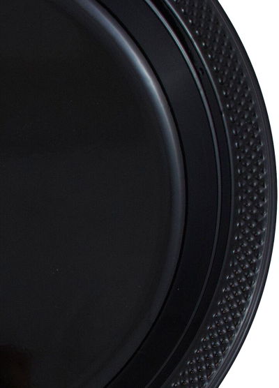 Black Medium Plastic Plates (9 Inch) - 20 Pack