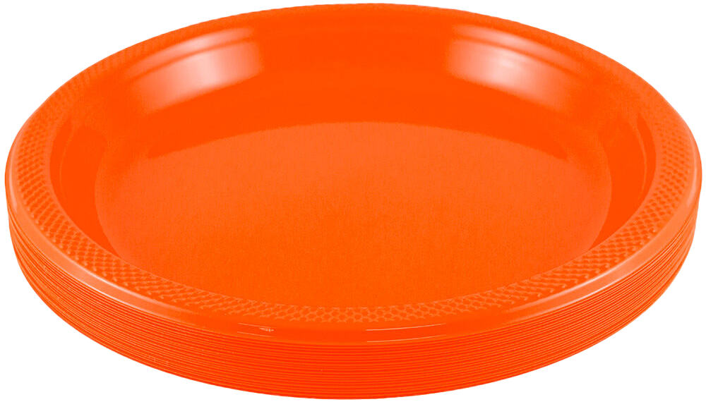 Orange Medium Plastic Plates (9 Inch) - 20 Pack